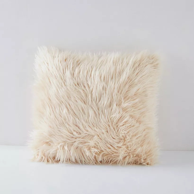 Luxurious Faux Fur Shaggy Throw Pillow with cover - Ultra Soft Comfort