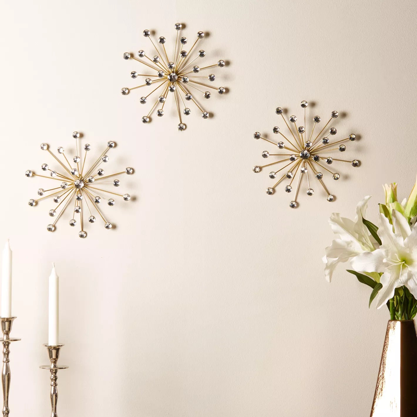 "Stellar Radiance" Crystal Burst Wall Decor Set - Set of 3