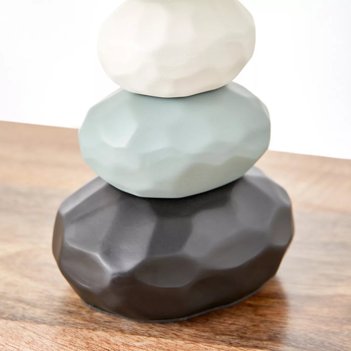 Organic Modern Pebble Stack Ceramic Table Lamp with White Shade - 30 cm