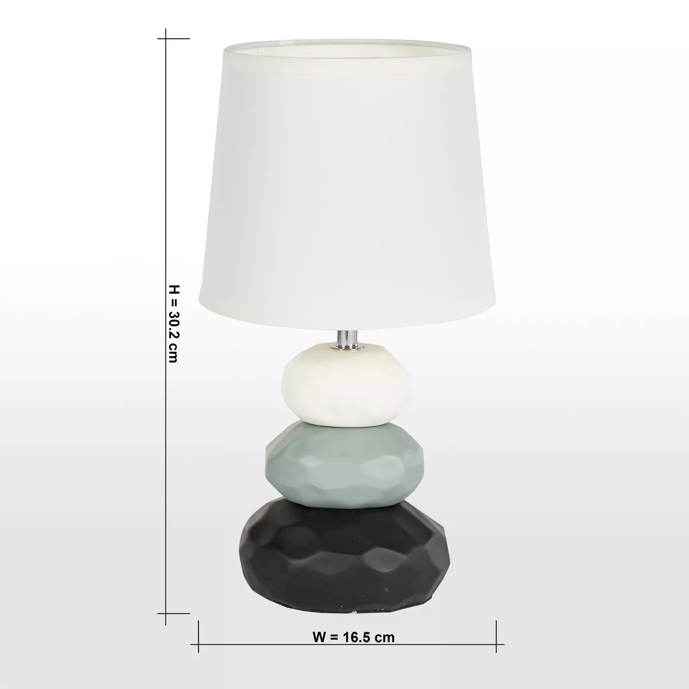 Organic Modern Pebble Stack Ceramic Table Lamp with White Shade - 30 cm