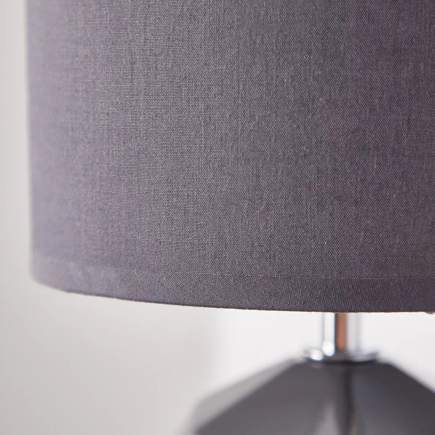 Geometric Faceted Ceramic Table Lamp with Grey Fabric Shade - 30 cm