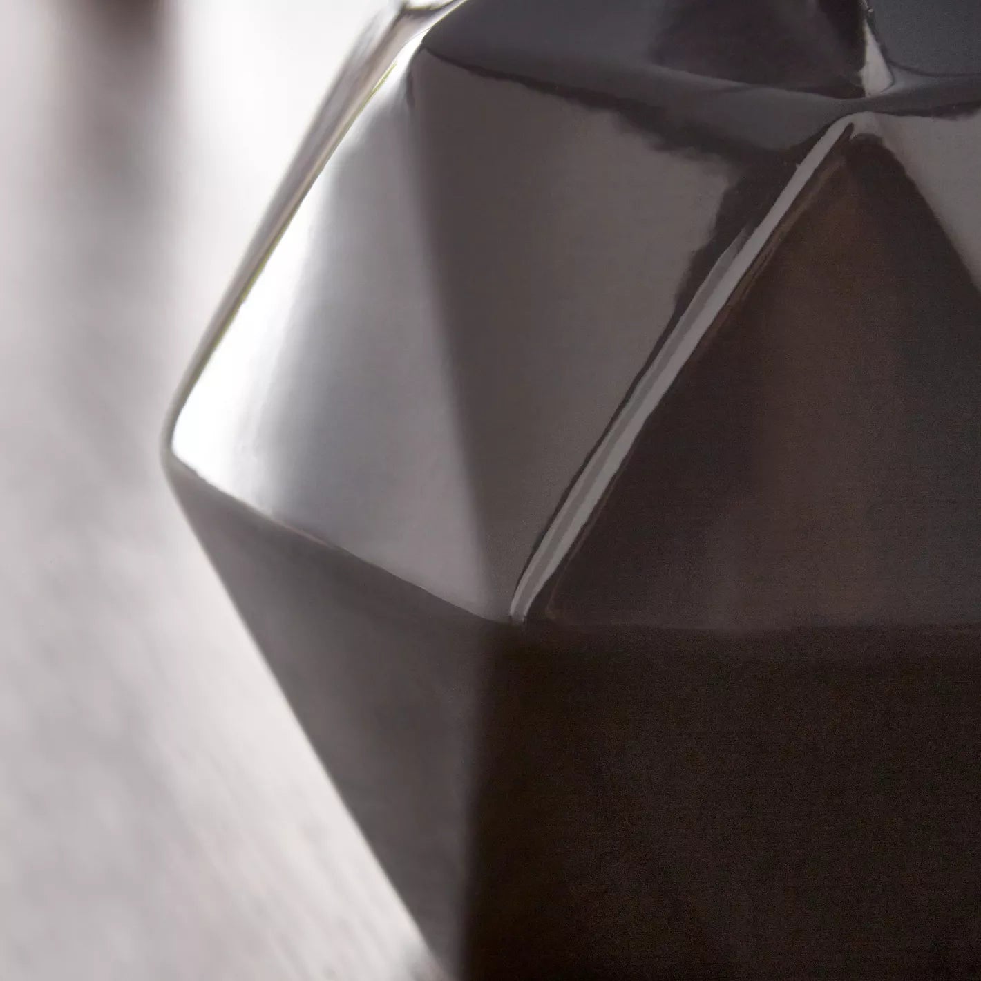 Geometric Faceted Ceramic Table Lamp with Grey Fabric Shade - 30 cm