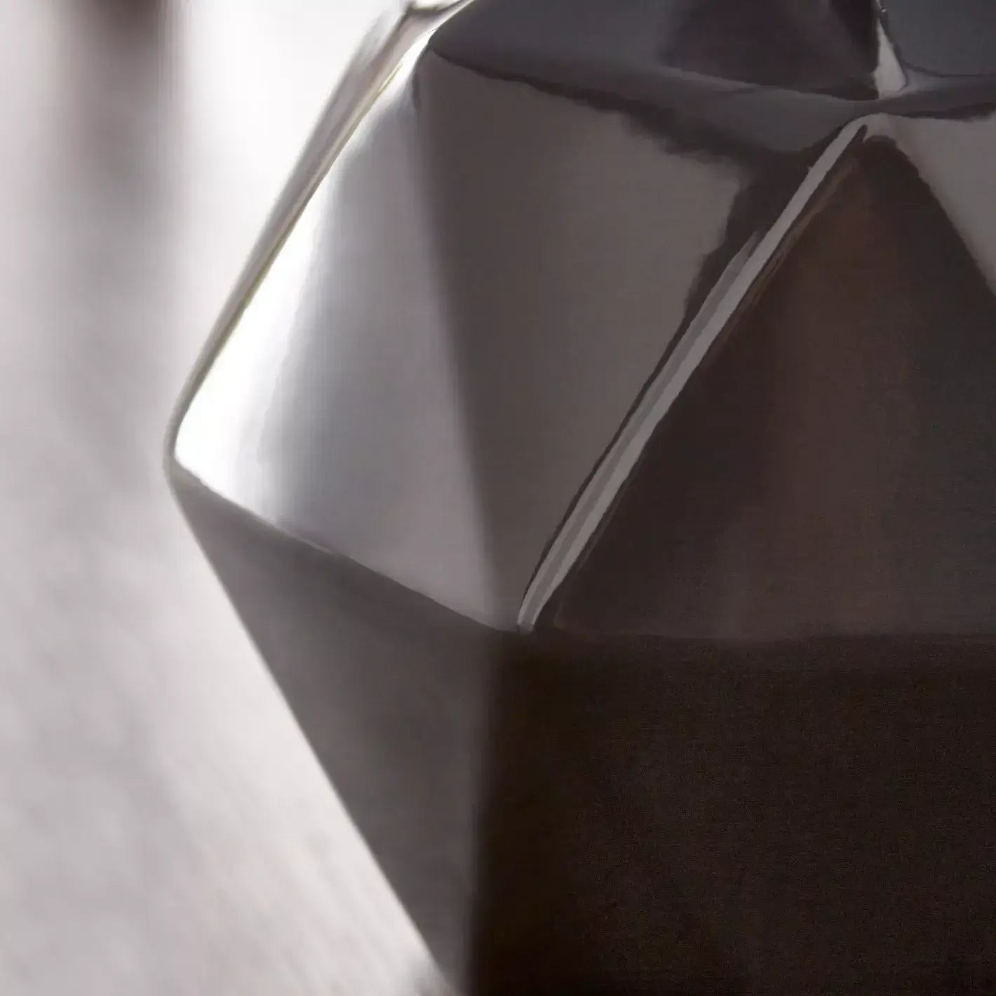 Geometric Faceted Ceramic Table Lamp with Grey Fabric Shade - 30 cm