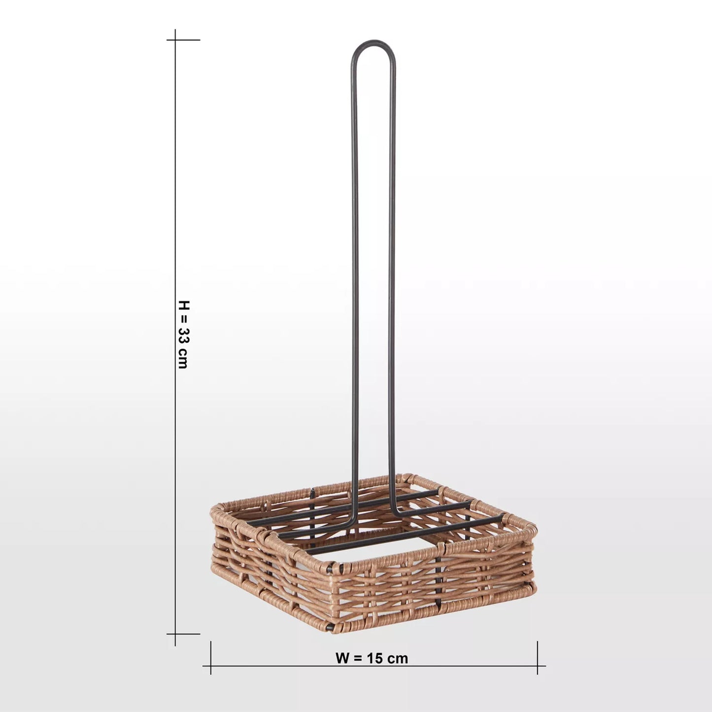 Rustic Wicker & Metal Paper Towel Holder