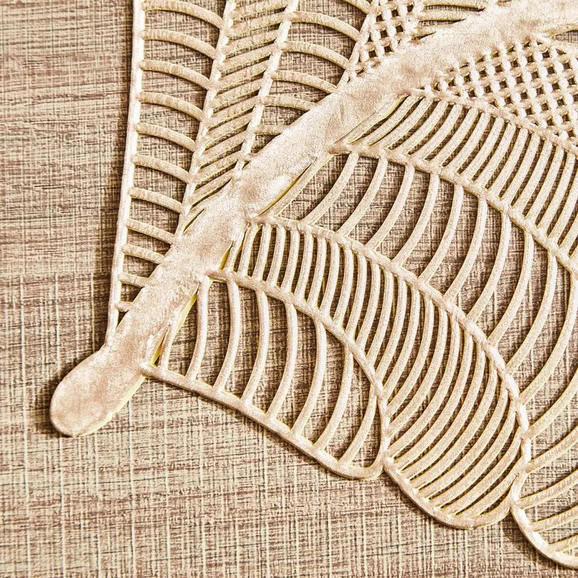 Elegant Leaf-Shaped Placemat - Champagne Gold (Set of 2)