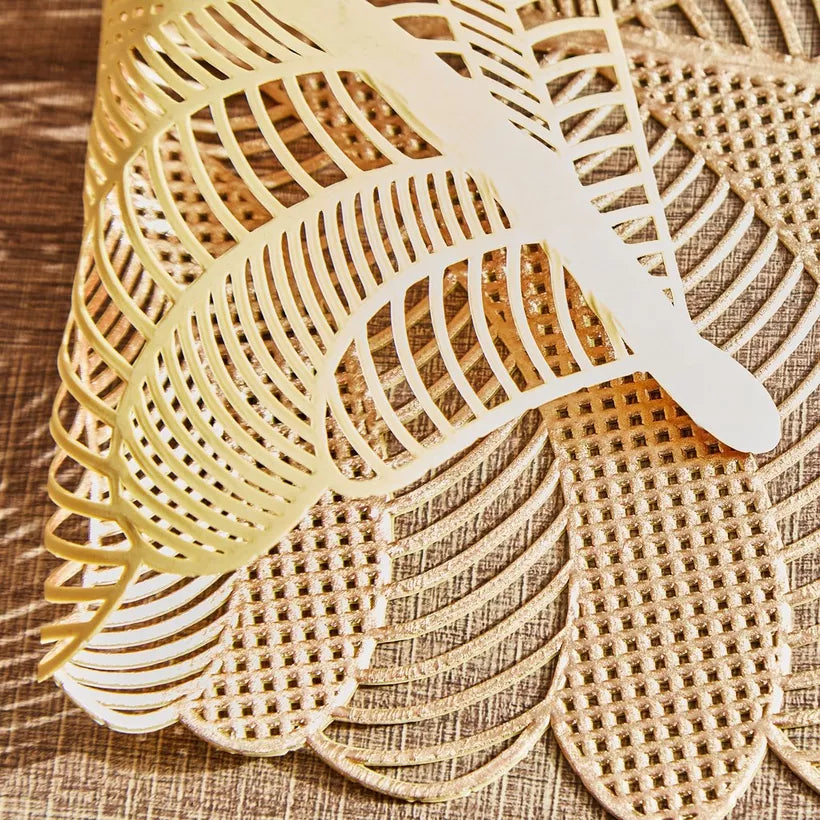 Elegant Leaf-Shaped Placemat - Champagne Gold (Set of 2)