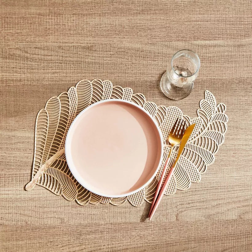 Elegant Leaf-Shaped Placemat - Champagne Gold (Set of 2)