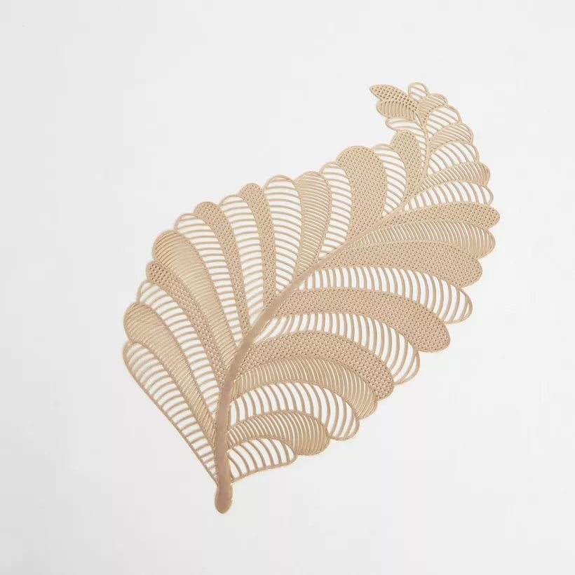 Elegant Leaf-Shaped Placemat - Champagne Gold (Set of 2)