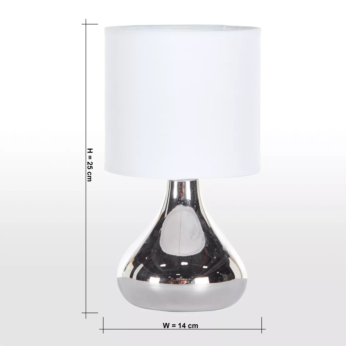 Modern Silver Pear-Shaped Ceramic Table Lamp with White Shade - 25 cm