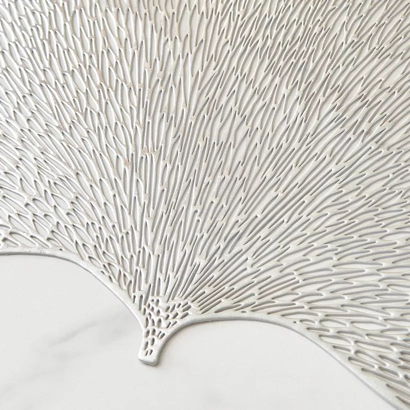 Elegant Ginkgo Leaf Placemat - Silver (Set of 2)