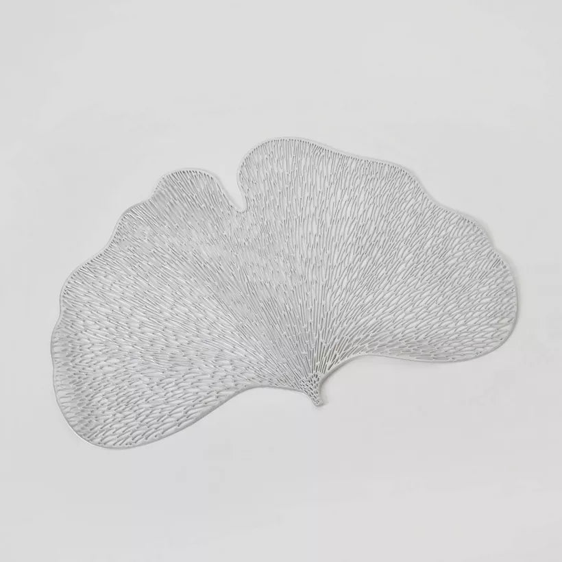 Elegant Ginkgo Leaf Placemat - Silver (Set of 2)