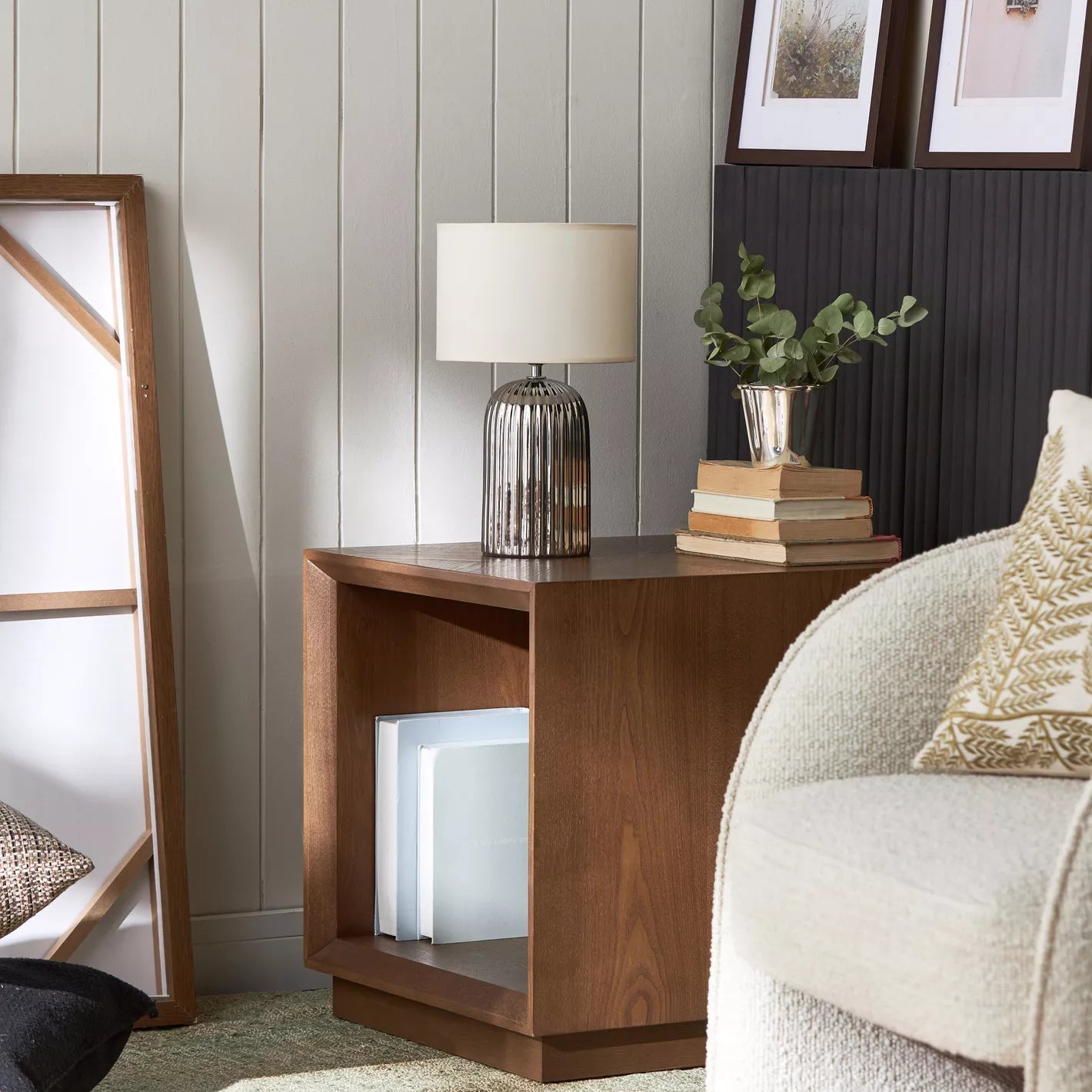 Modern Hammered Silver Ceramic Table Lamp with White Shade