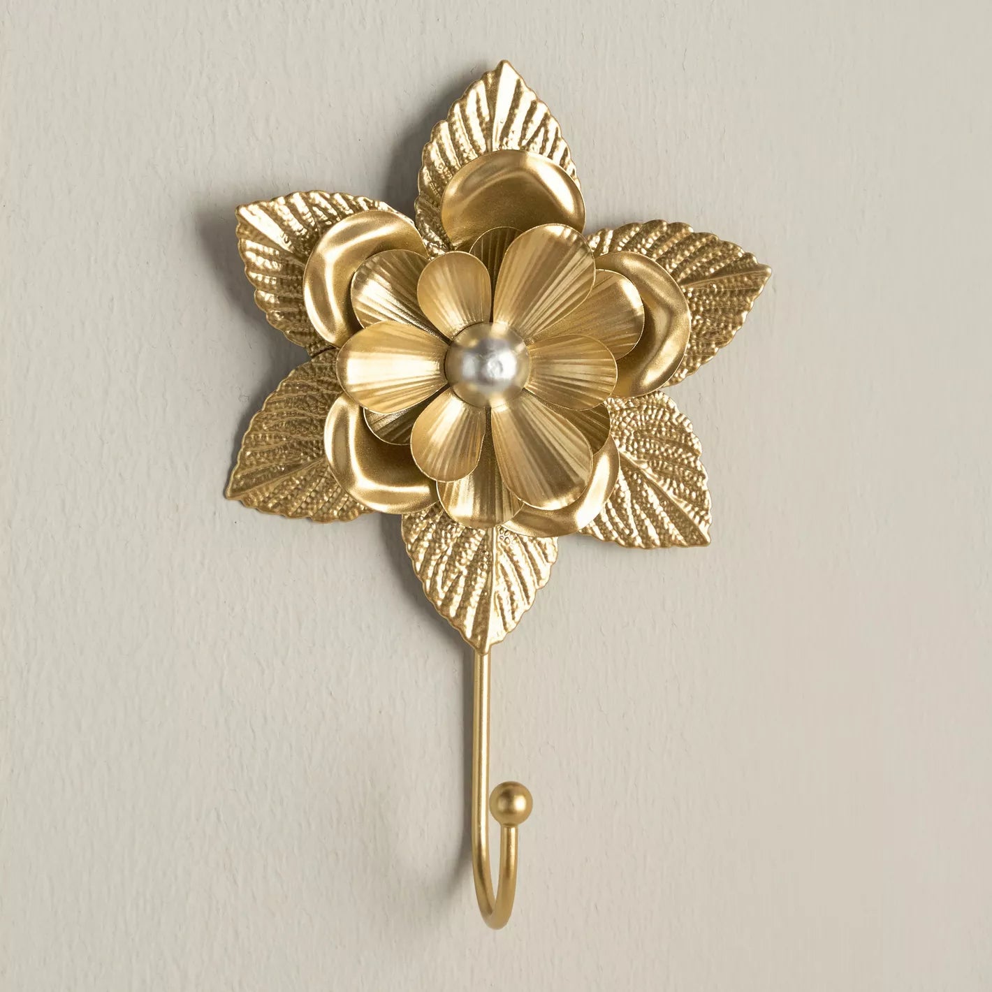 Elegant Golden Floral Wall Hooks - Set of 2