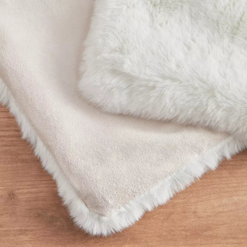 Plush White Faux Fur Table Runner