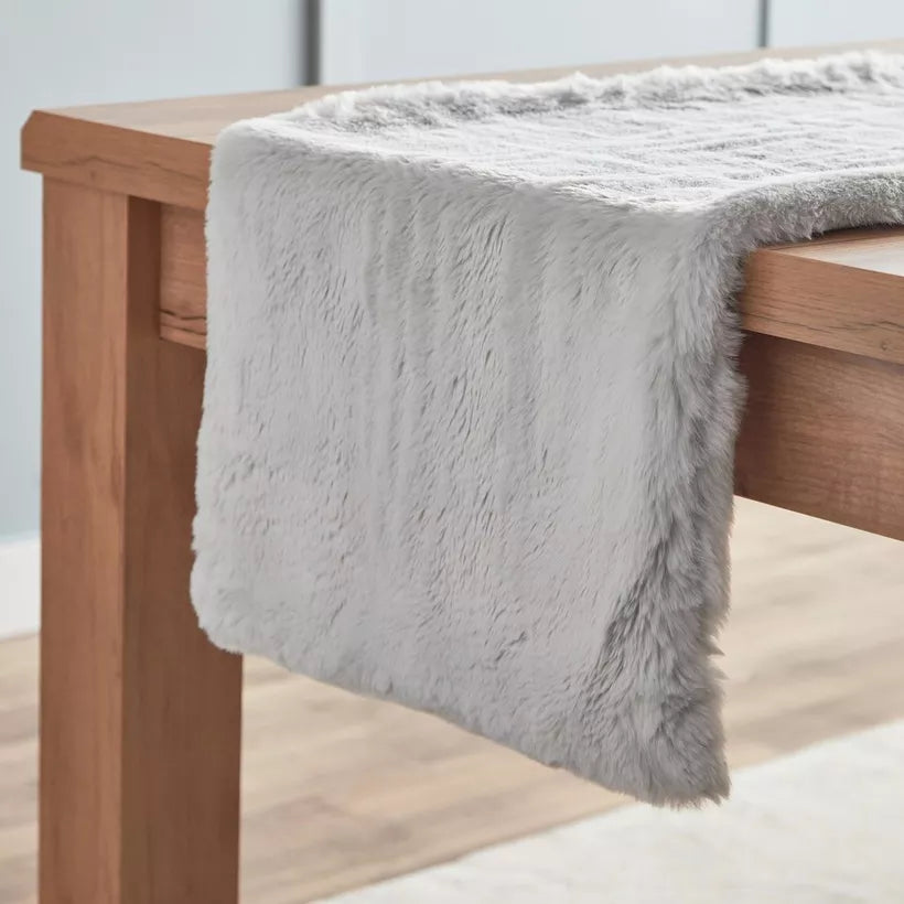 Sumptuous Faux Fur Table Runner - Grey