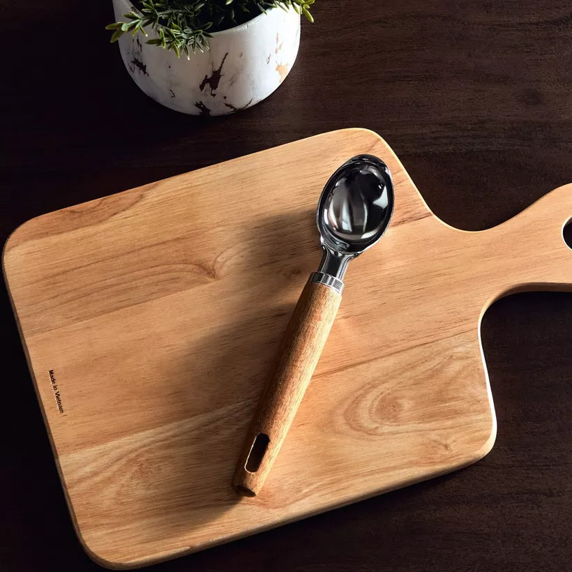 Premium Ice Cream Scoop with Ergonomic Wooden Handle