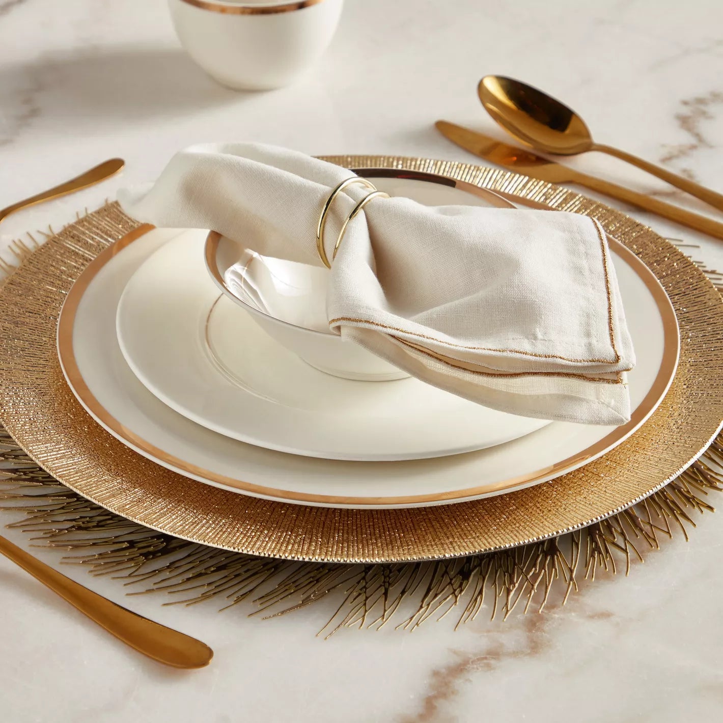 Radiant Gold Spiral Weave Placemat (Set of 2)