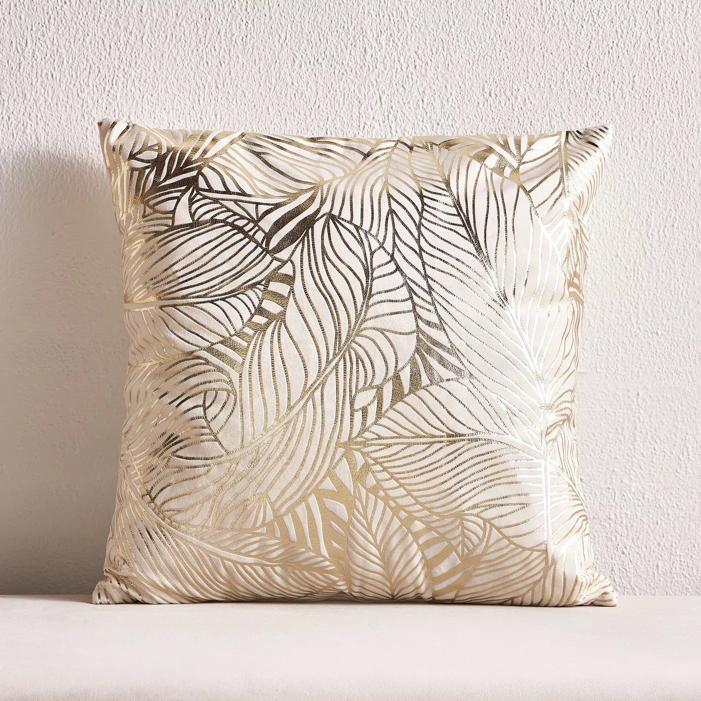 Lush Gold Leaf Foil Print Cushion Cover