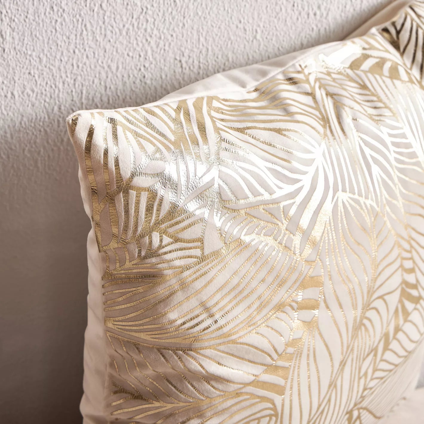 Lush Gold Leaf Foil Print Cushion Cover