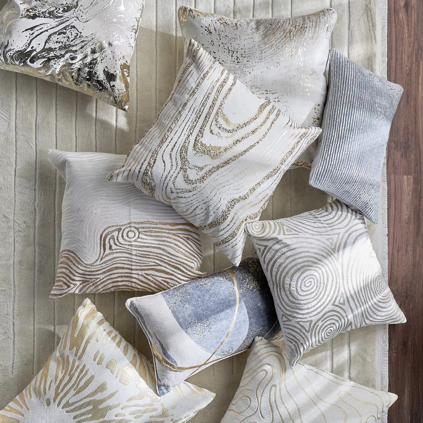 Abstract Gold and Grey Burst Pattern Decorative Cushion Cover