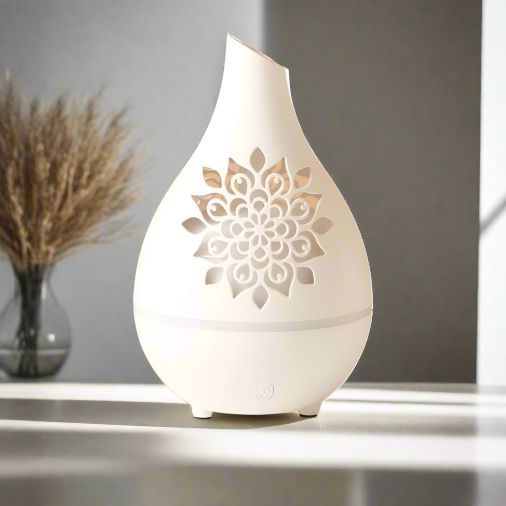 Zen Serenity Teardrop Diffuser – Ultrasonic Aroma Diffuser with Mandala Design & Ambient Light - 100 ml