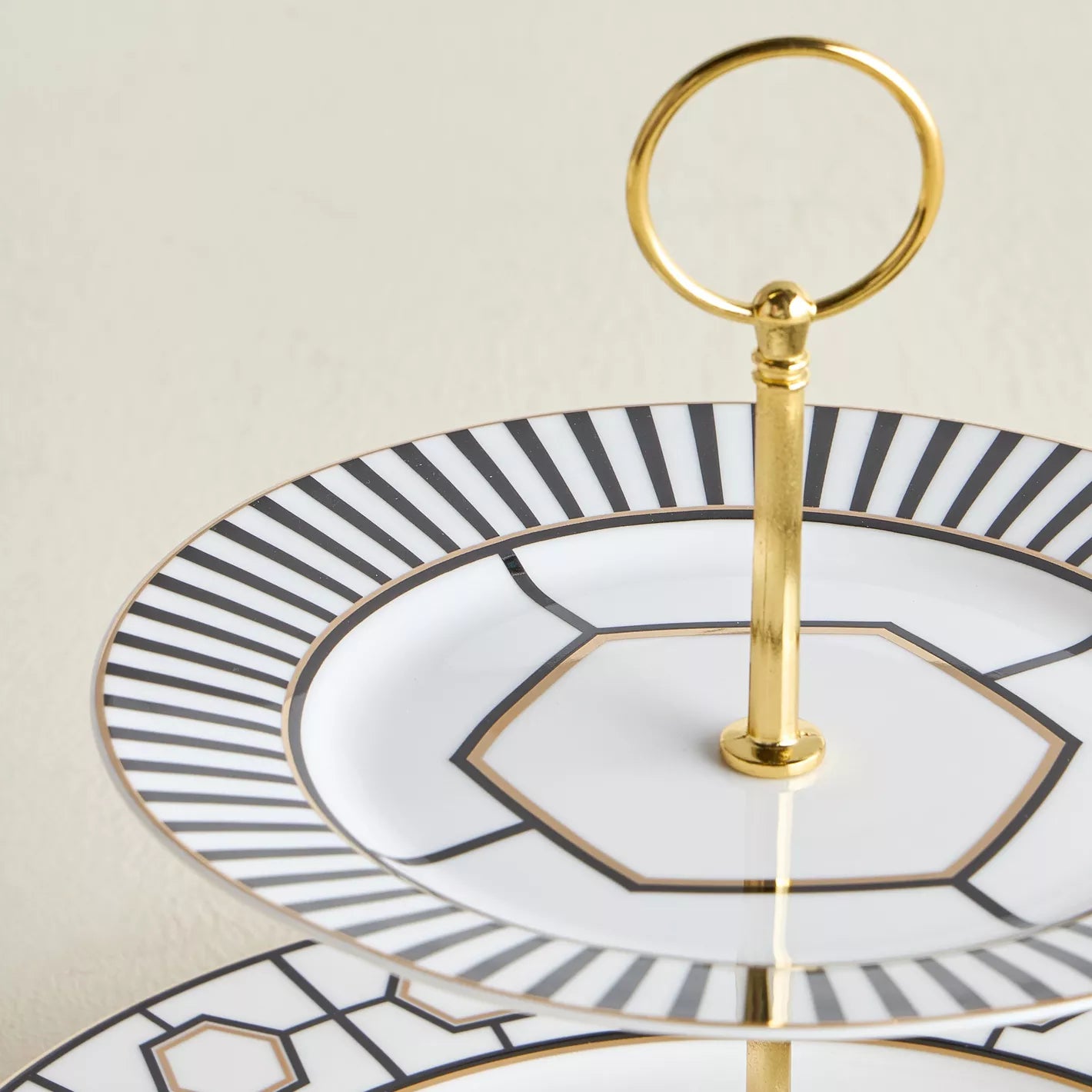 Modern Geometric Two-Tier Dessert Stand with Gold Accents