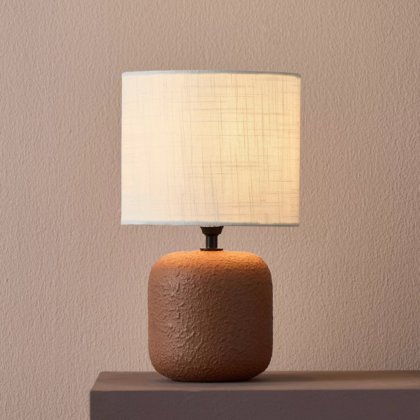 Terra Luxe Textured Table Lamp with White Shade - 32 cm