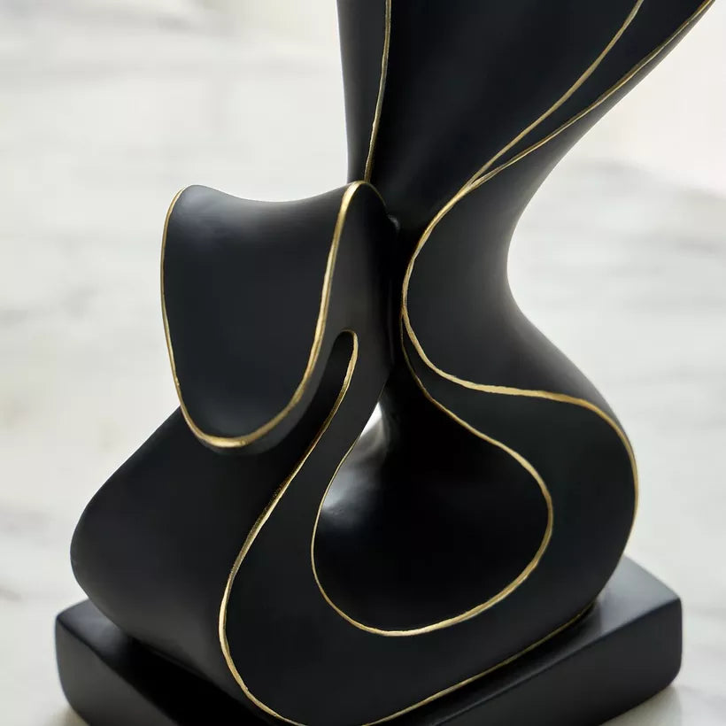 Modern Abstract Black & Gold Swan Sculpture