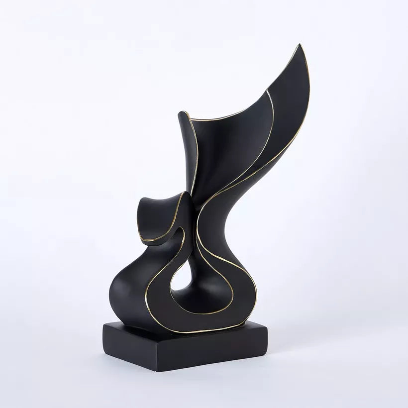 Modern Abstract Black & Gold Swan Sculpture