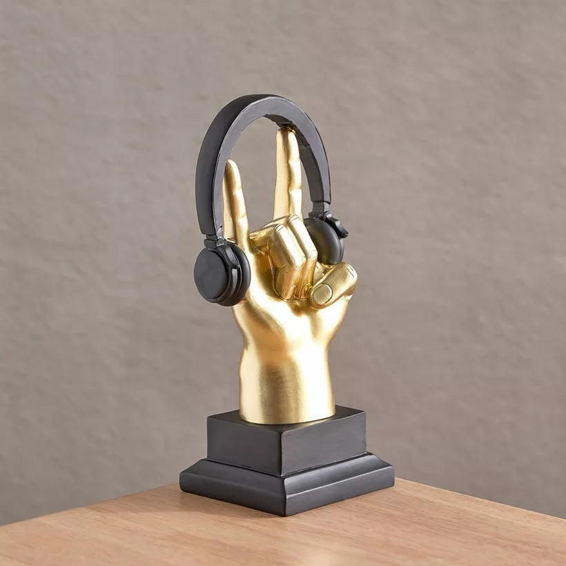 Rock-On Gold Hand Sculpture with Headphones