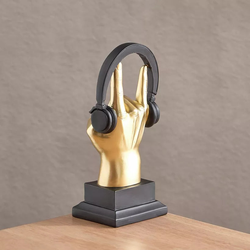 Rock-On Gold Hand Sculpture with Headphones