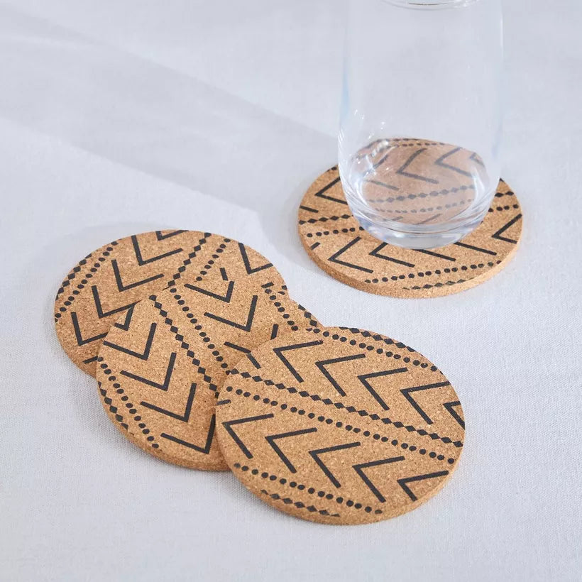 Modern Geometric Cork Coasters (Set of 4)