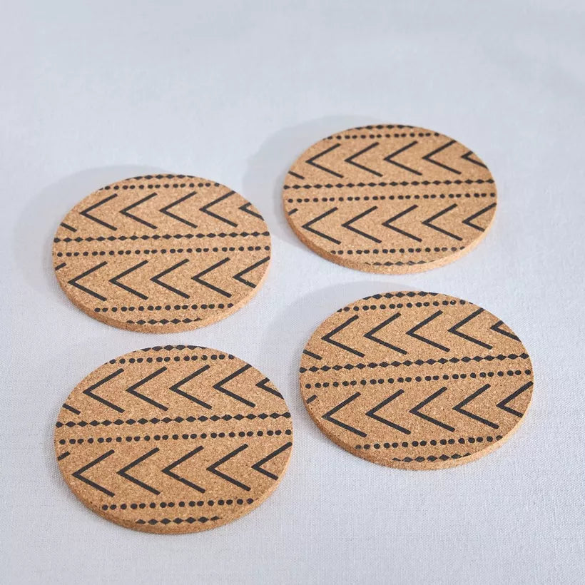 Modern Geometric Cork Coasters (Set of 4)