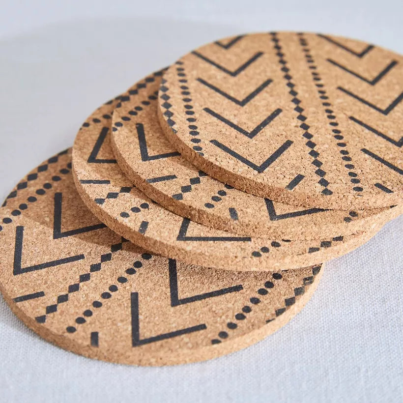 Modern Geometric Cork Coasters (Set of 4)