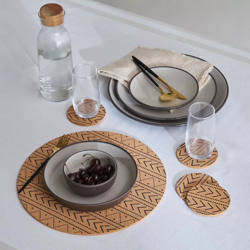 Modern Geometric Cork Coasters (Set of 4)