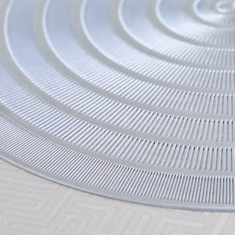 Chic Concentric Ring Silver Premium Placemat - Modern Dining Elegance (Set of 2)