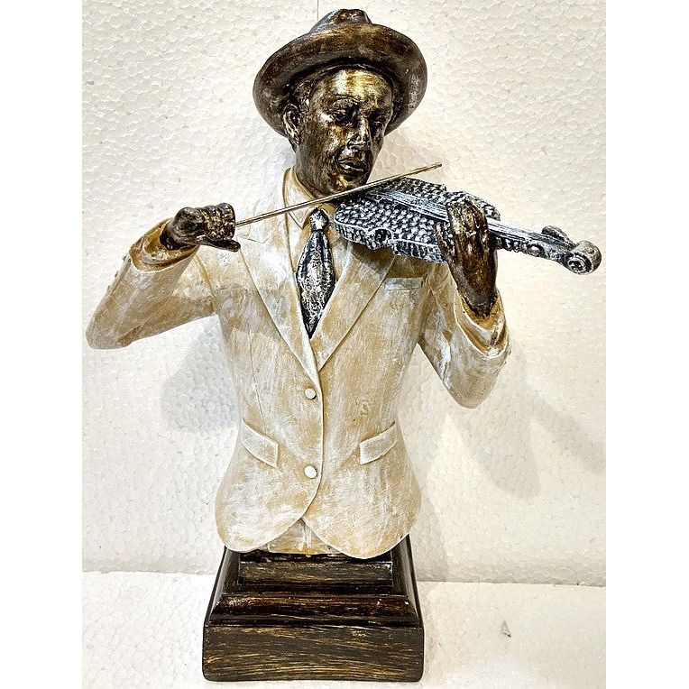 Melodic Muse: Vintage-Style Violin Player Bust