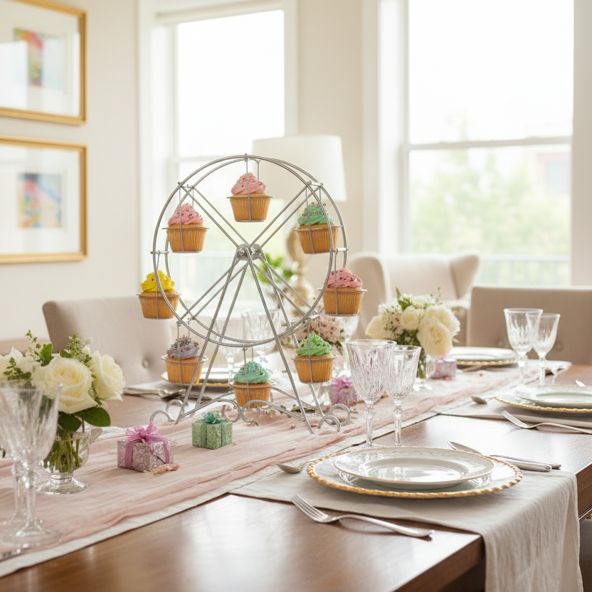 Whimsical Wonders: The Grand Ferris Wheel Cupcake Display