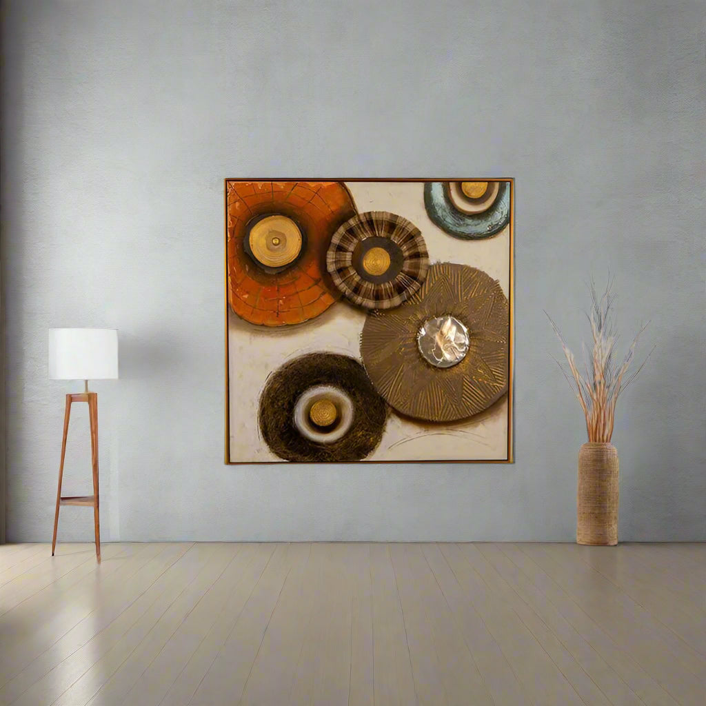 Abstract Earth Tones & Gold Leaf Mixed Media Art