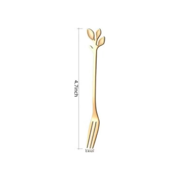 Botanical Bites: Gold-Toned Leaf Design Dessert/Fruit Forks (Set of 10)