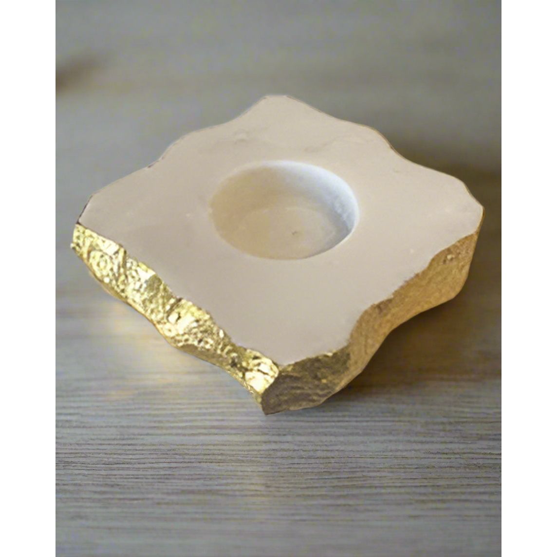 Luxurious Marble & Gold Leaf Tealight Holder