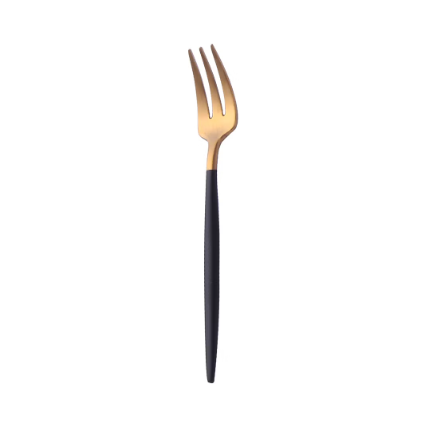 Modern Edge: Black & Gold Stainless Steel Matt Polish Cake Fork Set Gold/Black (Set of 6)