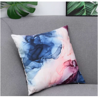 Fluid Artistry: Abstract Blue, Pink & Purple Cushion Cover