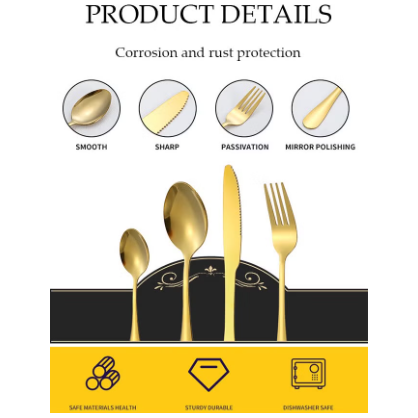 Golden Elegance: Premium Stainless Steel Cutlery (Set of 24)