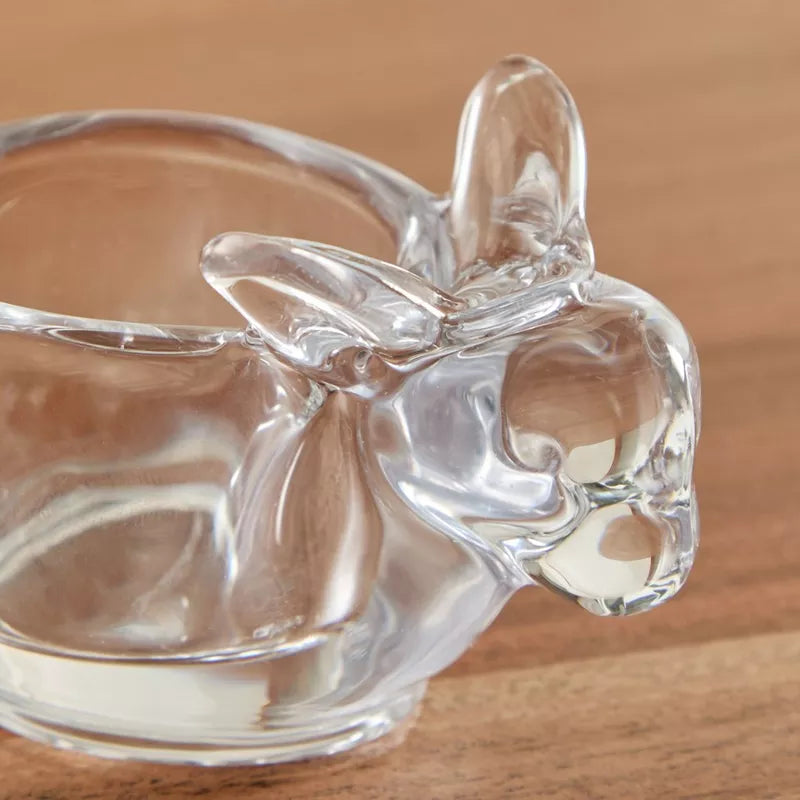 Playful Glow: Clear Glass Bunny Candle Holder