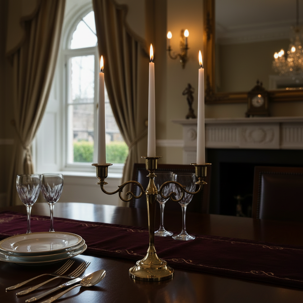 Gilded Grandeur: Classic 3-Arm Gold Candelabra