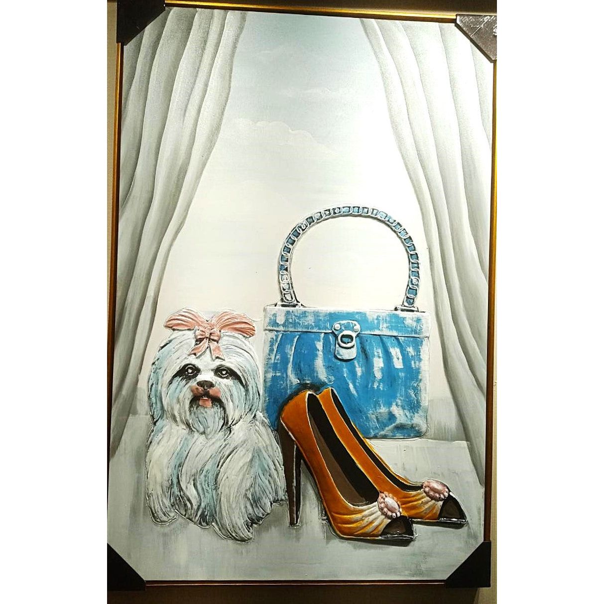 Little Luxuries: Whimsical Dog, Bag & Heels Art