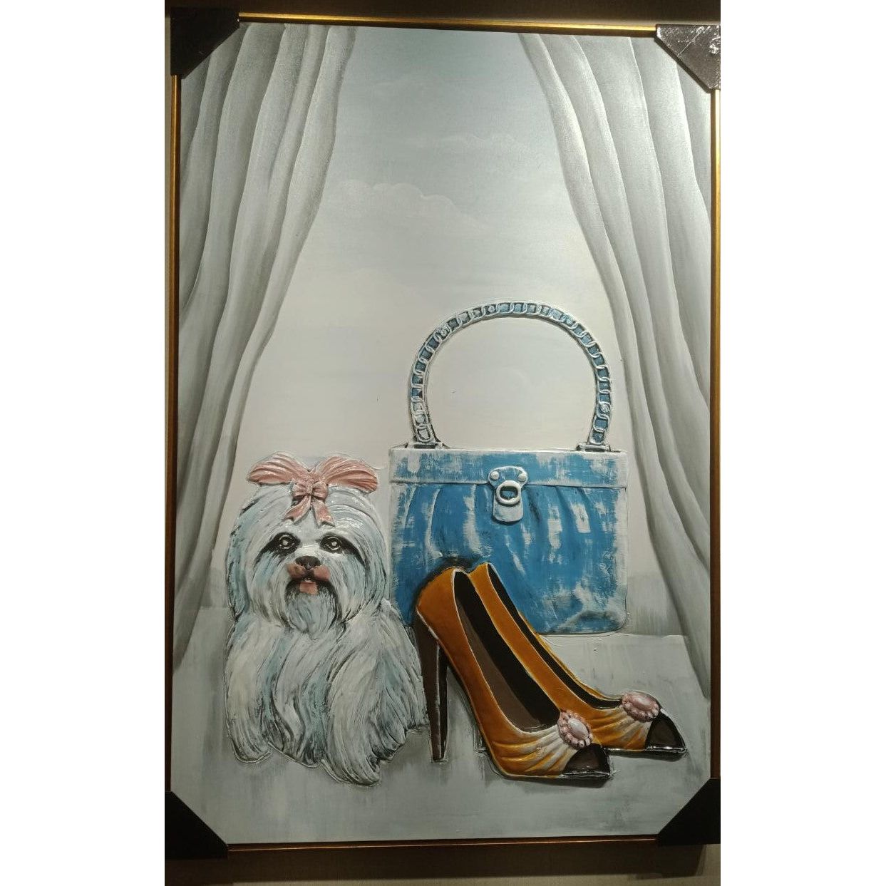Little Luxuries: Whimsical Dog, Bag & Heels Art