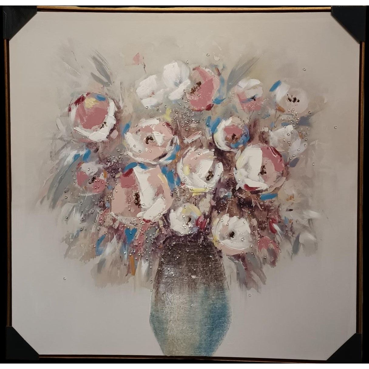 Ethereal Bloom: Soft Pastel Floral Art in Textured Vase