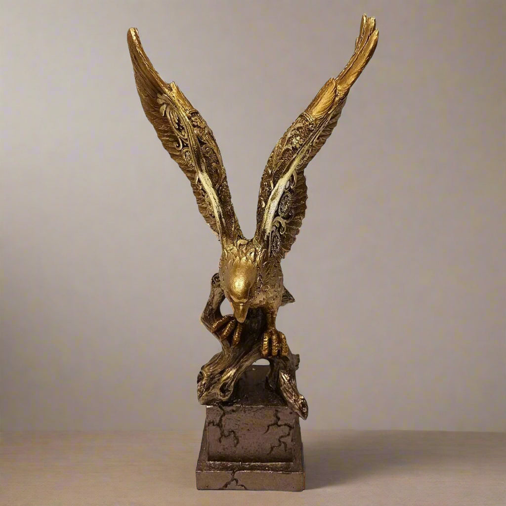 Soaring Majesty: Bronze-Toned Golden Eagle Sculpture